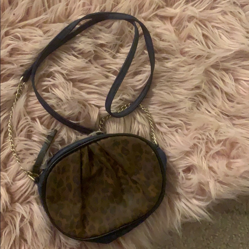 Crossbody purse over the should leopard and blue